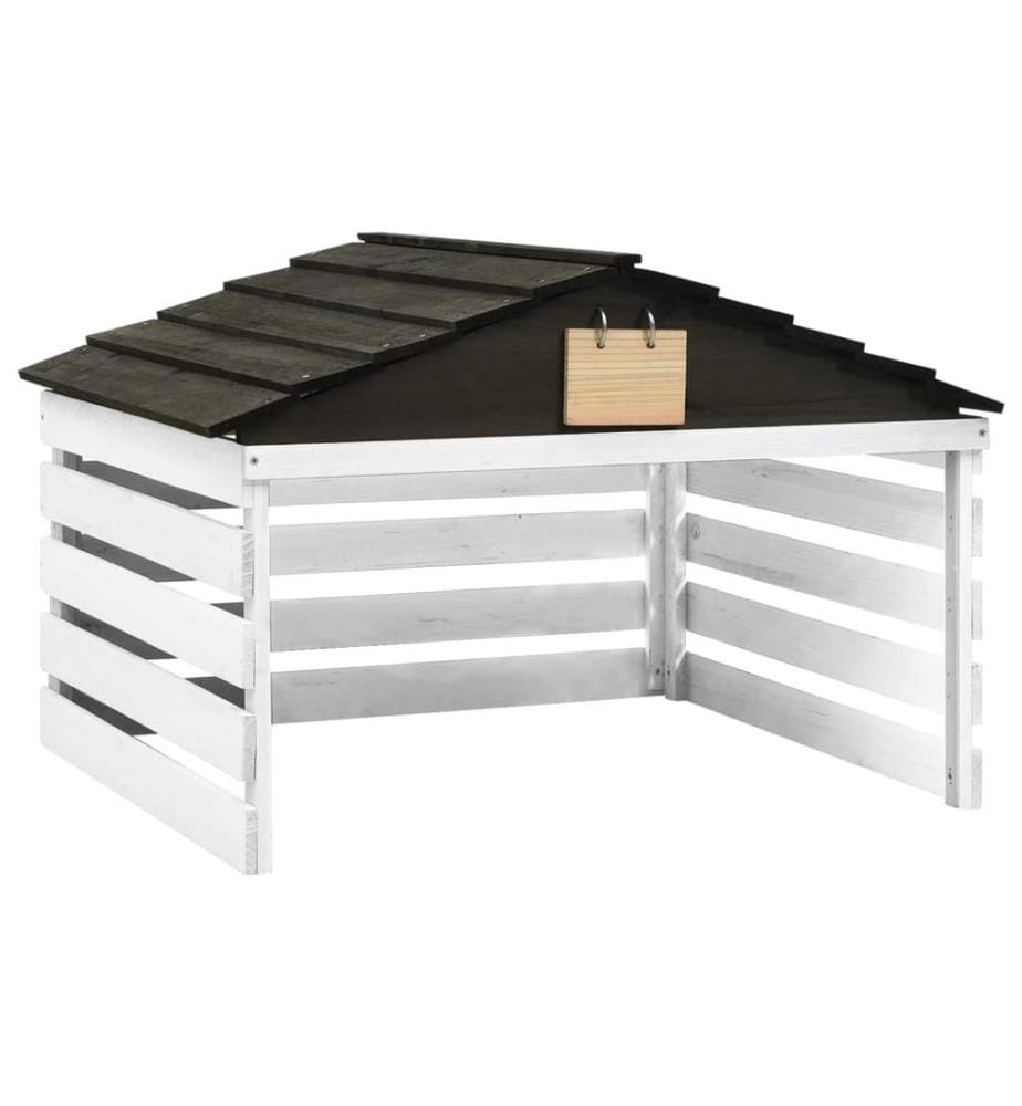 Garage de tondeuse à gazon Noir et blanc 78x74x54 cm Sapin