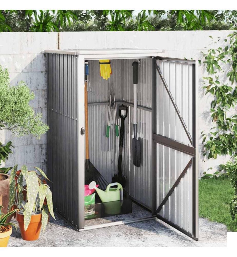 Abri à outils de jardin gris 88x89x161 cm acier galvanisé