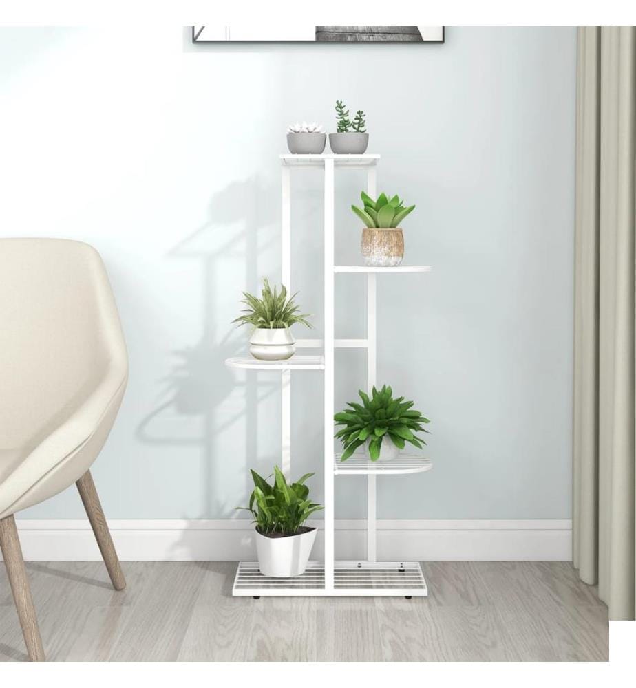 Support pour plantes 5 niveaux 43x22x98 cm Blanc Métal