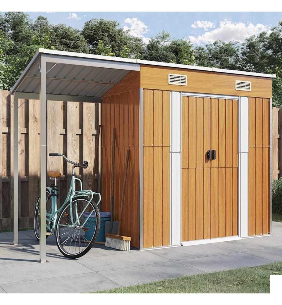 Abri de jardin avec toit prolongé marron clair 277x107x181 cm