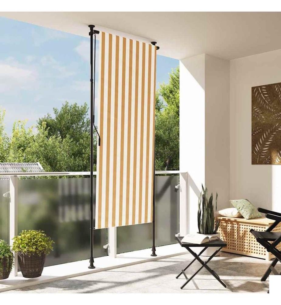 Store roulant d'extérieur orange et blanc 100x270cm tissu acier