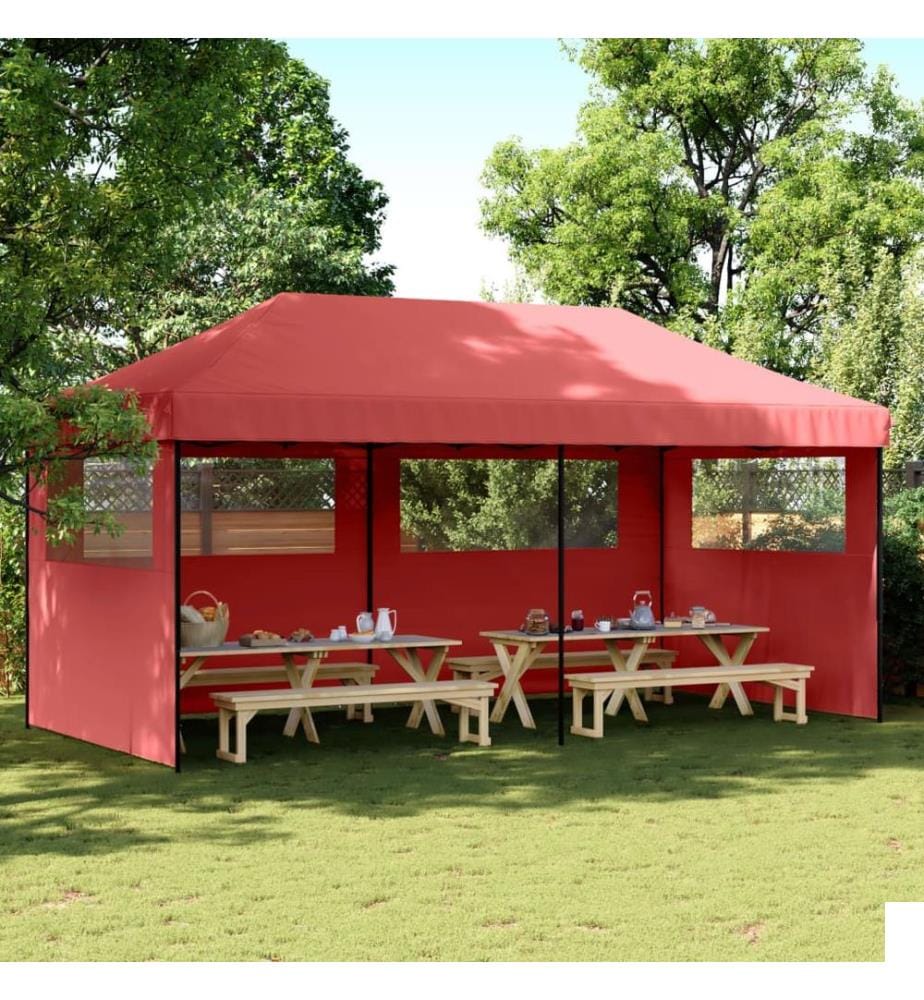 Tente de réception pliable escamotable avec 3 parois latérales