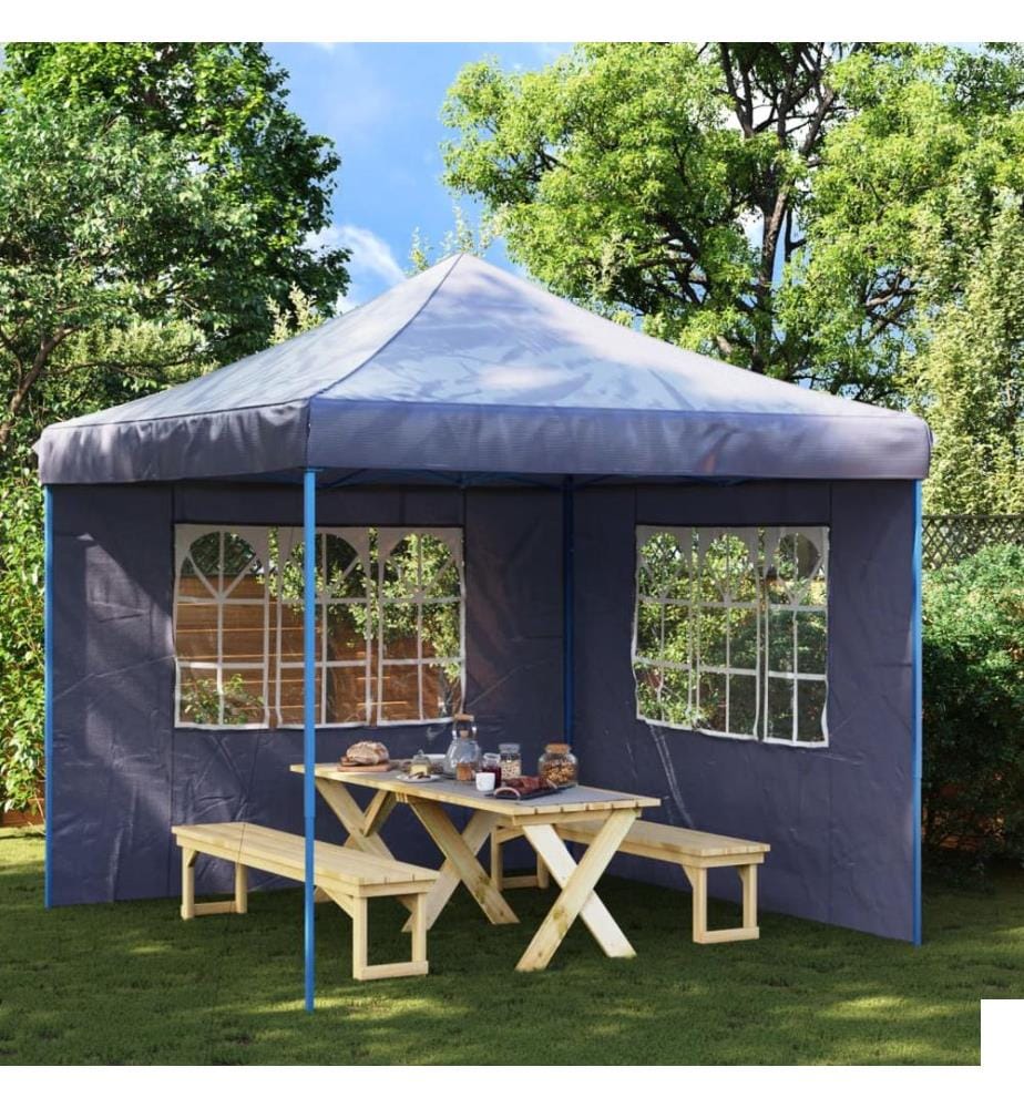 Paroi de tente de réception 2 pcs avec fenêtre PE Bleu