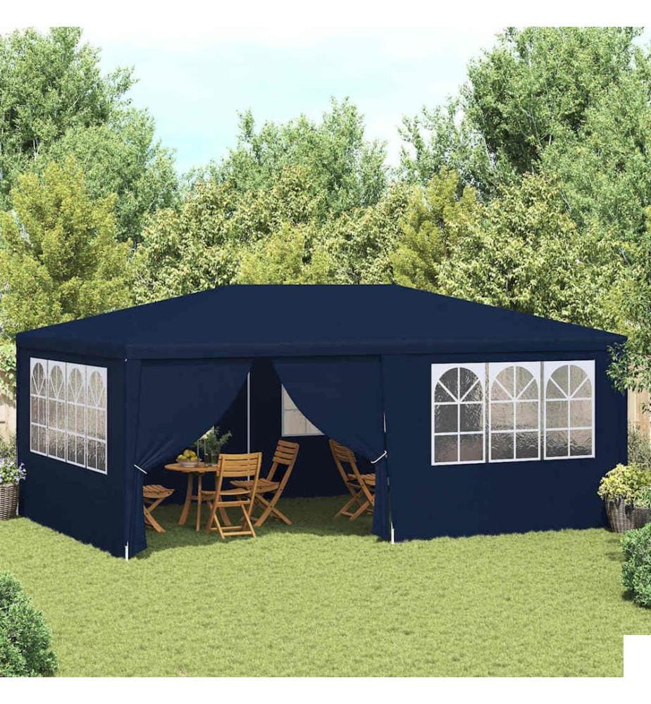 Tente de réception avec parois latérales 4x6 m Bleu 90 g/m²