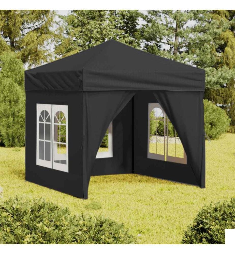 Tente de réception pliable avec parois Anthracite 2x2 m