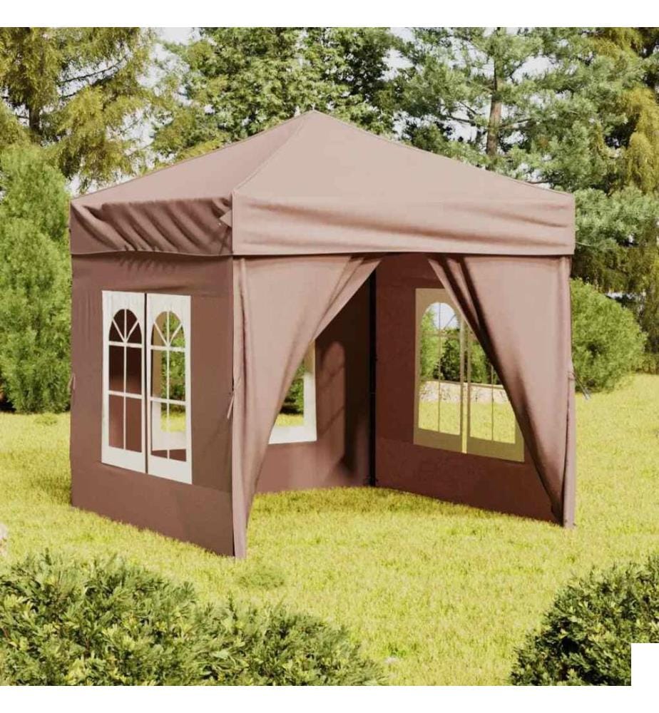 Tente de réception pliable avec parois Taupe 2x2 m