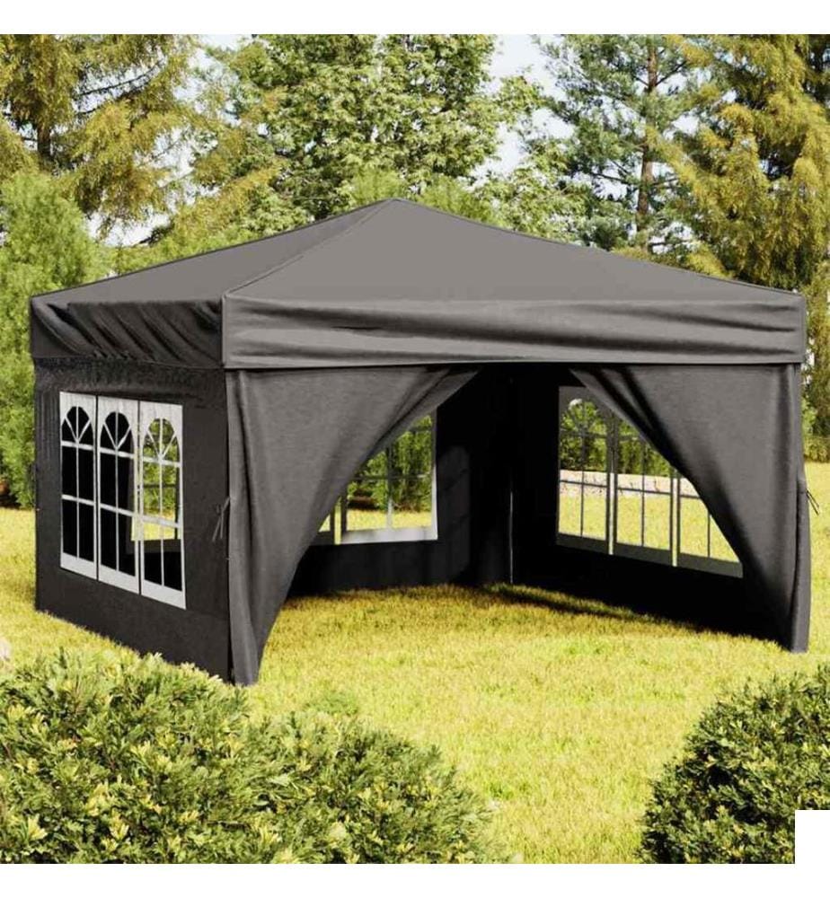 Tente de réception pliable avec parois Anthracite 3x3 m