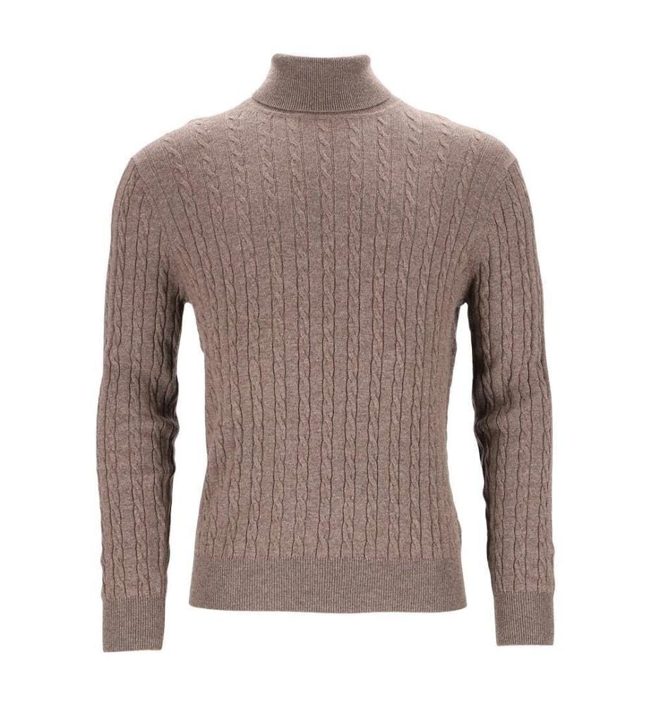 Pull Col Roulé - 50% Cachemire & 50% Laine - Brun