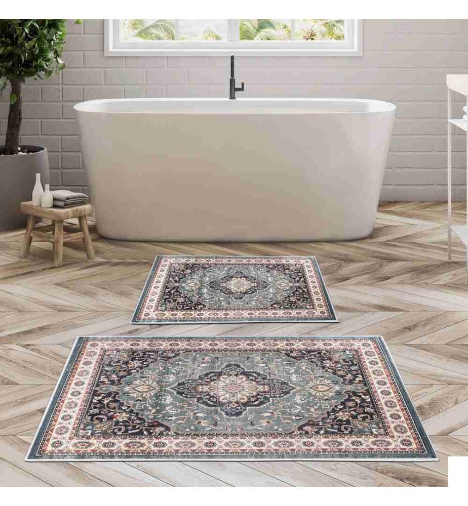 Ensemble de tapis de bain, 2 pièces, multicolore, polyester, 850 g/m²