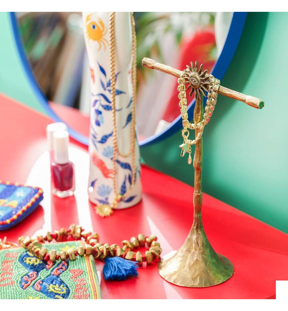 Présentoir à bijoux, en laiton antique, 100 % fer