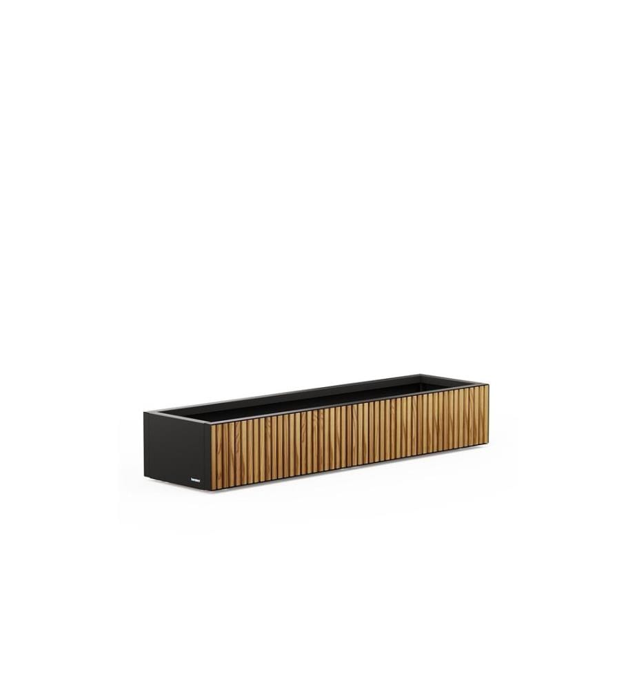 HERSTERA - Bac à plantes décoratif Xic 100 x 40 x 25 cm Noir