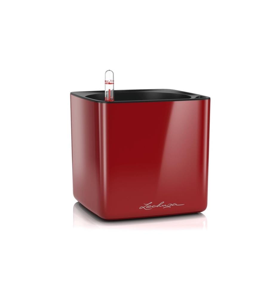 LECHUZA - Pot de fleur CUBE Glossy 16 Vin rouge