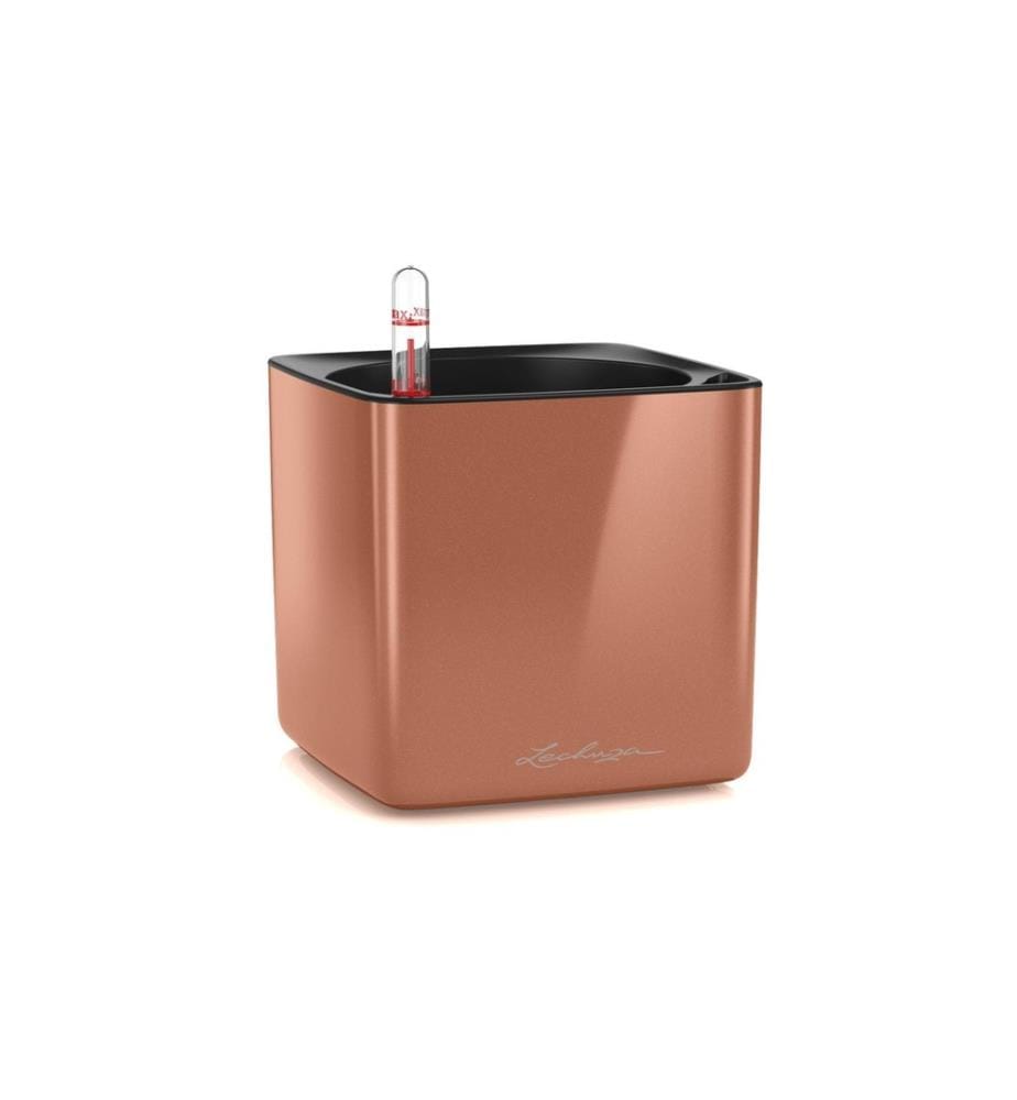 LECHUZA - Pot à fleur CUBE Glossy Cuivre