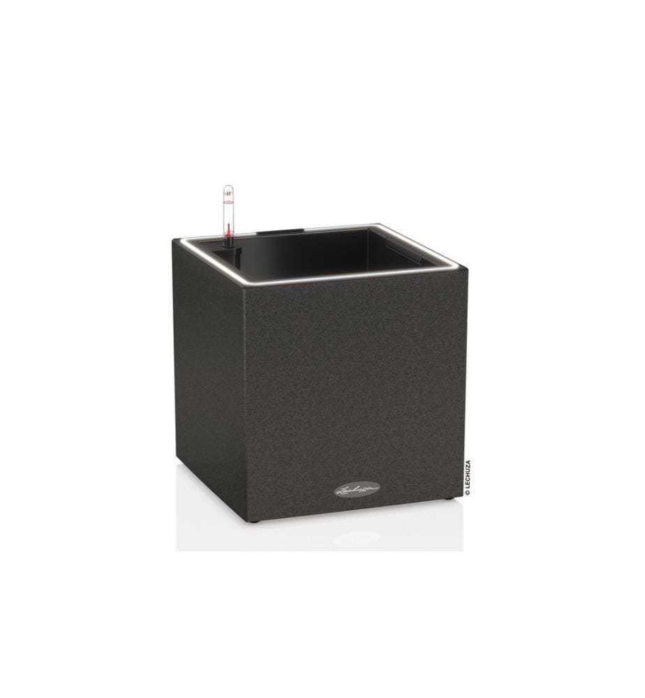 LECHUZA - Pot de fleur Canto Stone 30 Low LED, Graphite