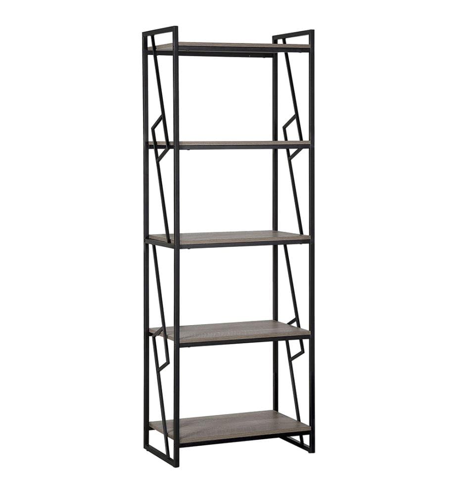 Bibliothèque 5 étagères FORRES 184 cm Marron/noir