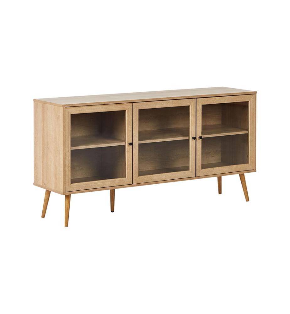 Buffet avec vitrine en verre ALBANY 150 cm Marron clair