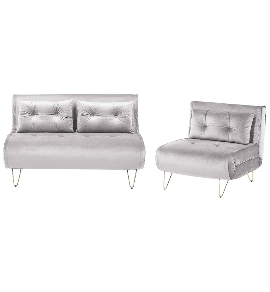 Ensemble de salon 3 places VESTFOLD Velours Gris