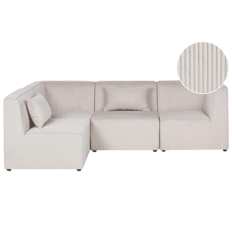 Canapé d'angle modulable 4 places LEMVIG Côté droit Beige Velours côtelé