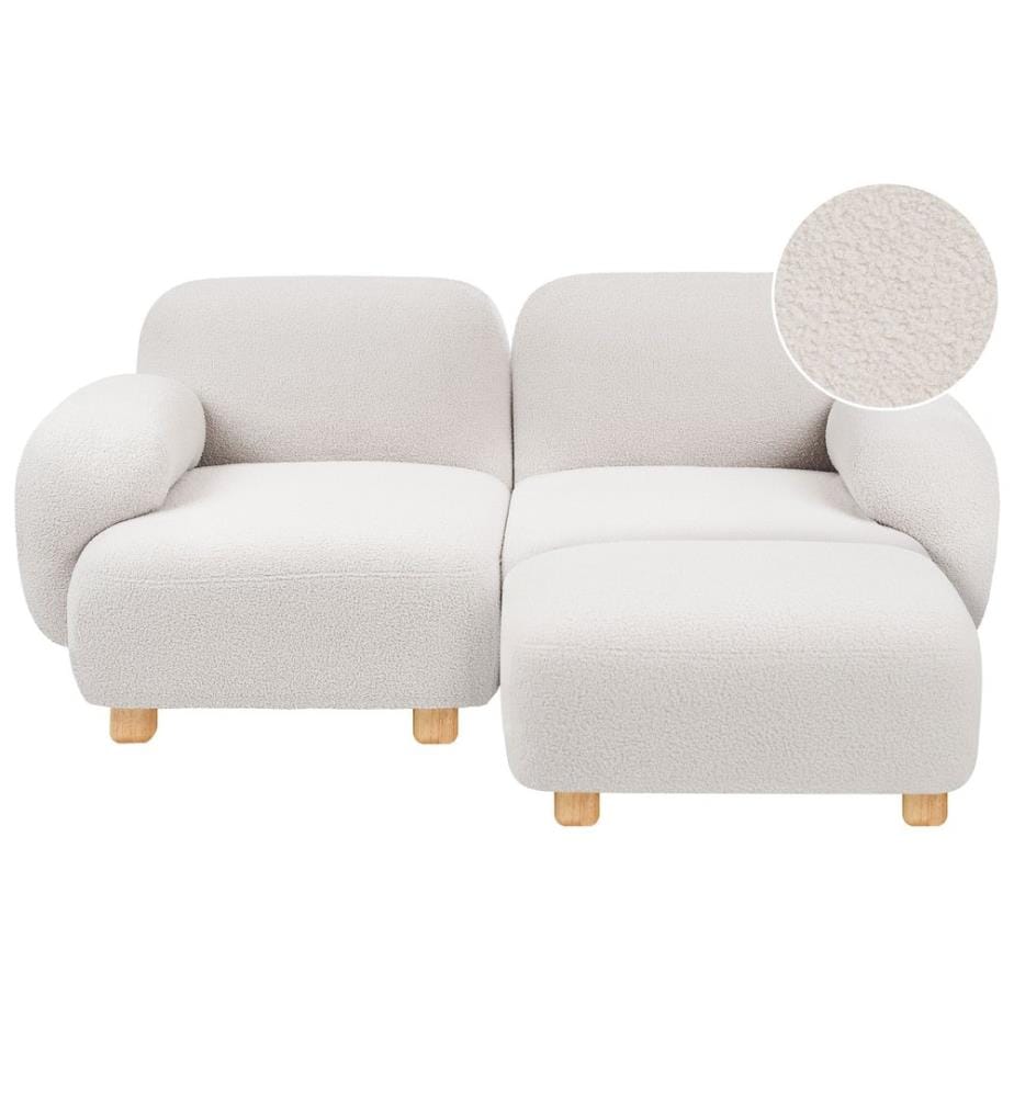 Canapé modulable 2 places AMLI Blanc cassé Bouclé avec ottoman