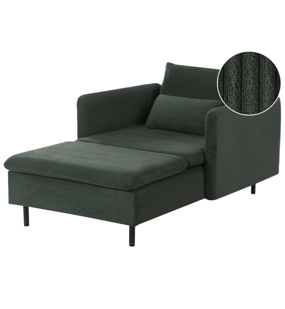 Chaise longue EGERIS Velours côtelé Vert foncé