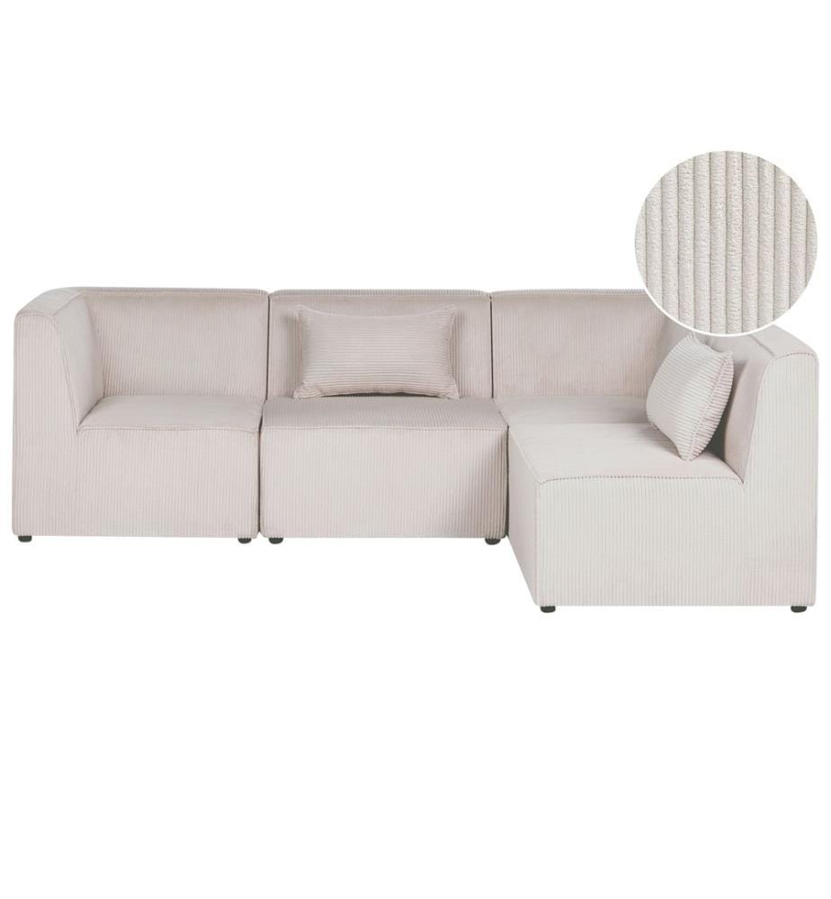 Canapé d'angle modulable 4 places LEMVIG Côté gauche Beige Velours côtelé