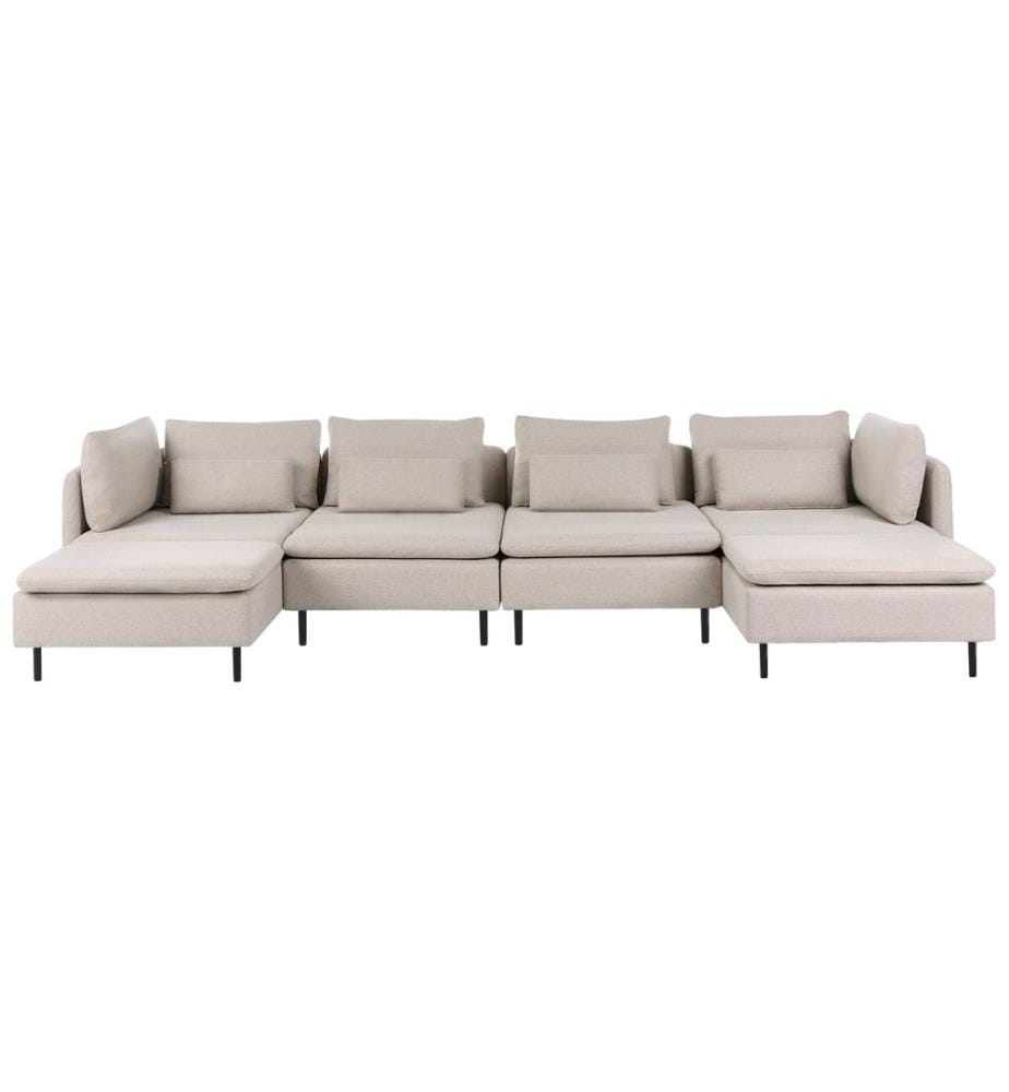 Canapé modulable en forme de U 4 places EGERIS Beige Tissu