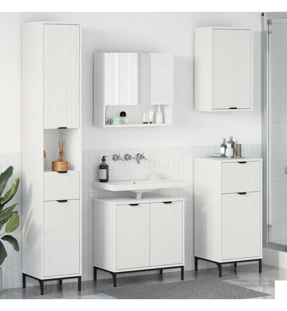 Ensemble de mobilier de salle de bain avec tiroir Blanc