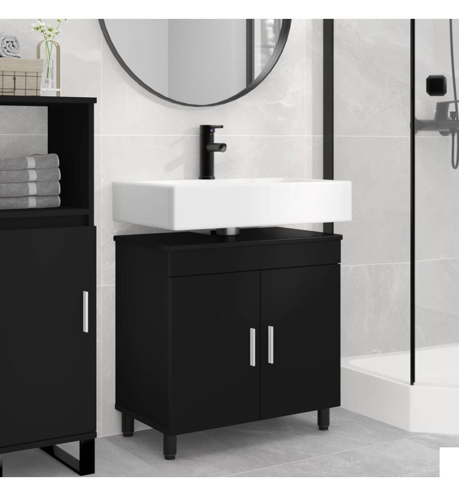 Unité de vanité de salle de bain Noir 60 x 35 x 60 cm