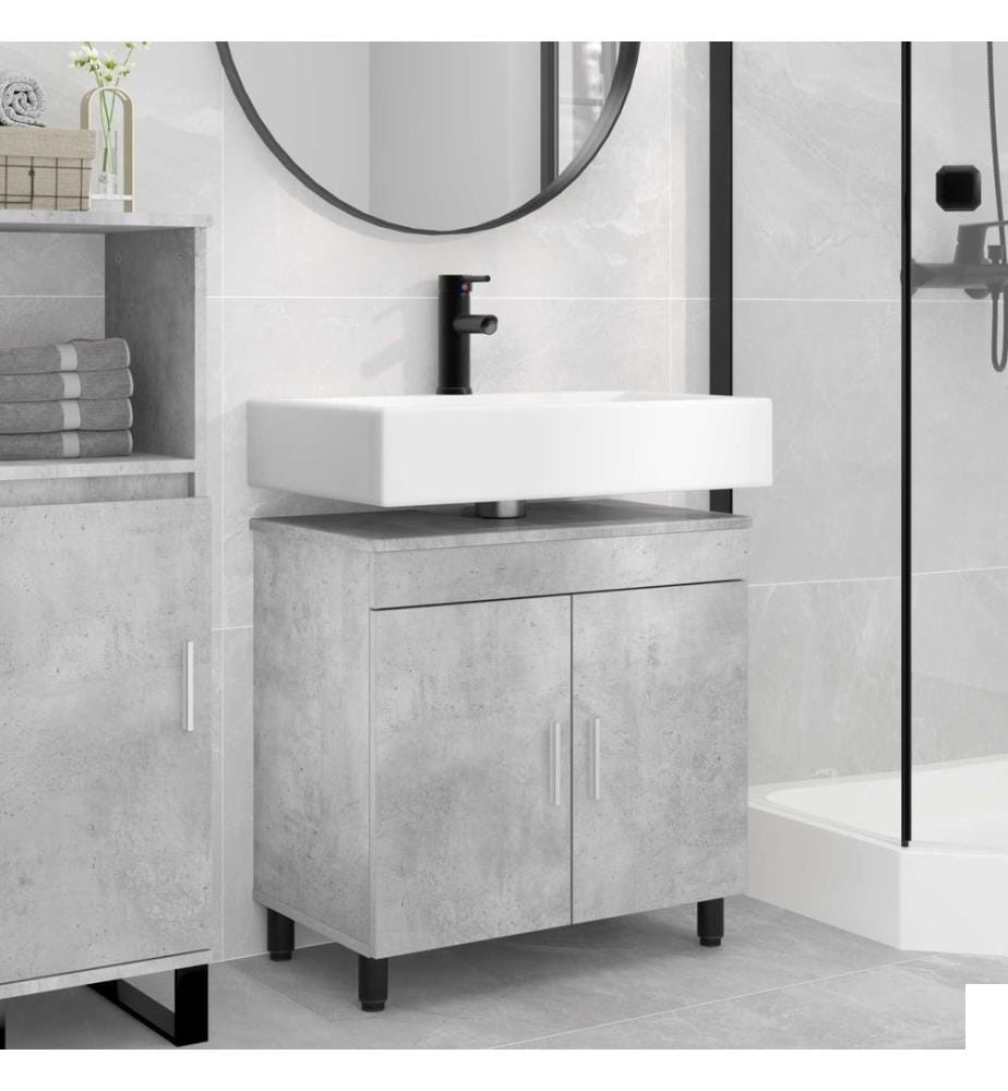 Unité de vanité de salle de bain Gris béton 60 x 35 x 60 cm