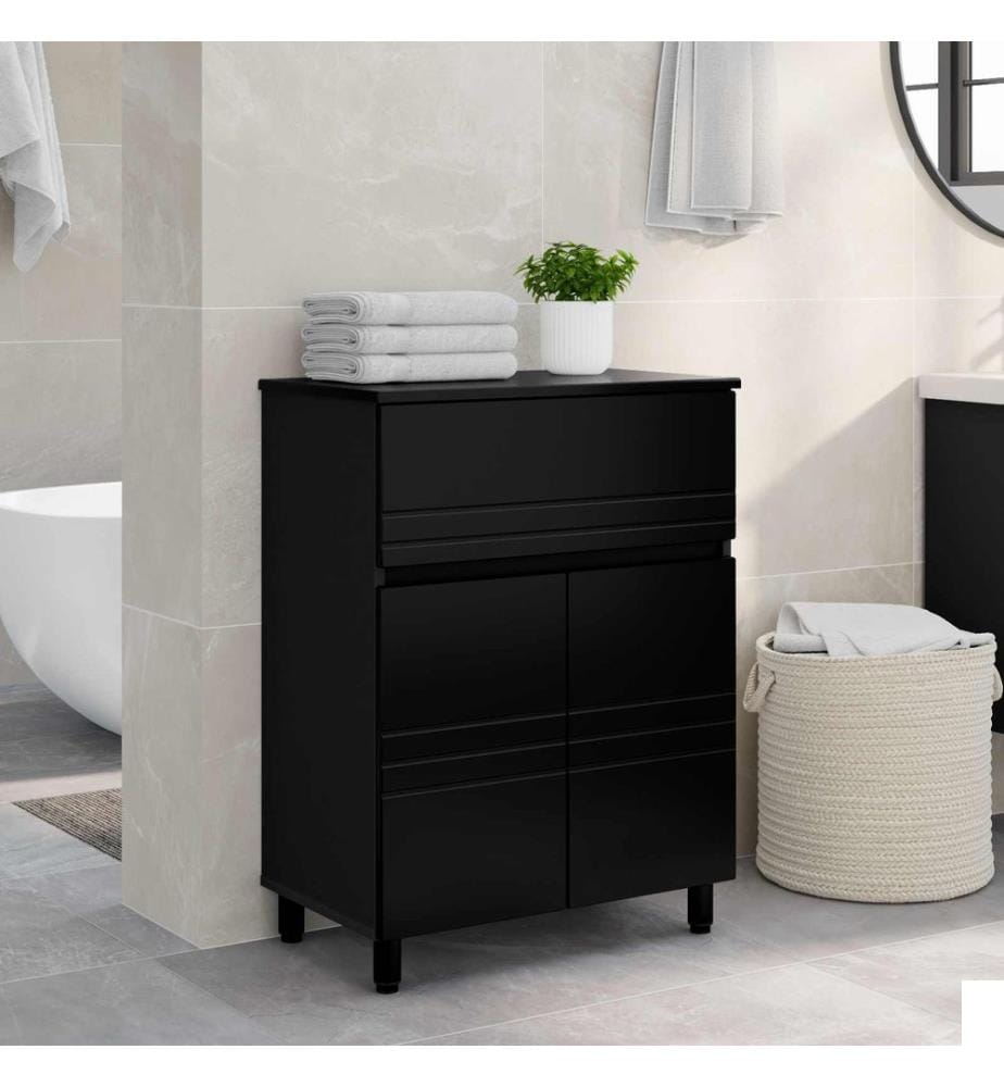 Unité de vanité de salle de bain Noir 60 x 35 x 80 cm