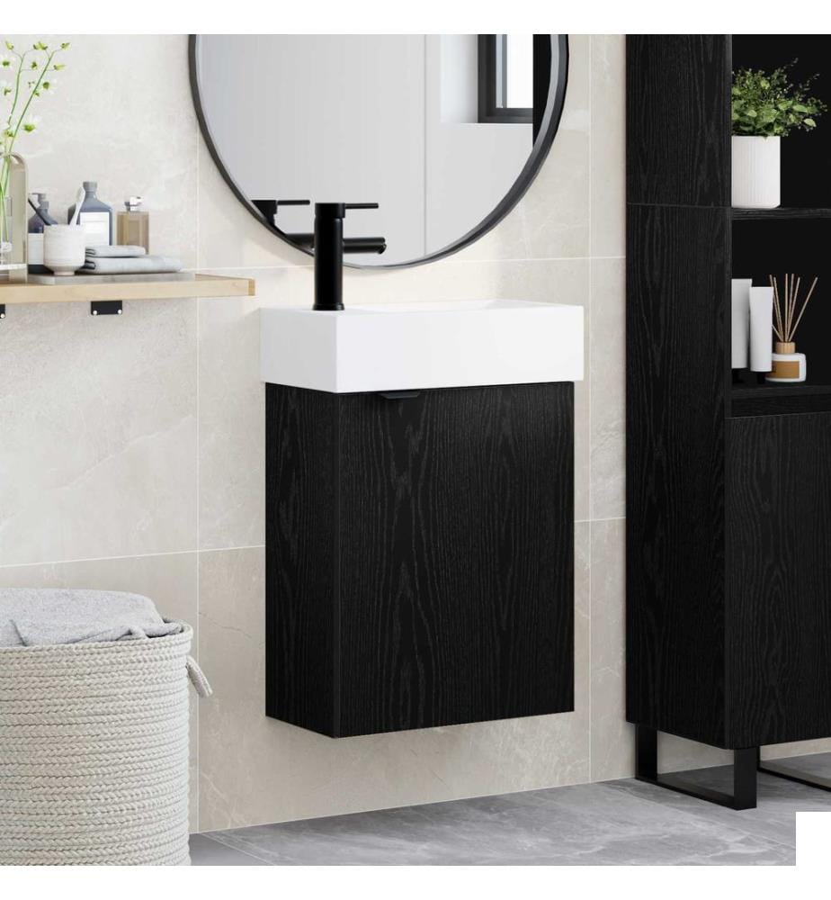 Meuble de salle de bain avec robinet Chêne noir