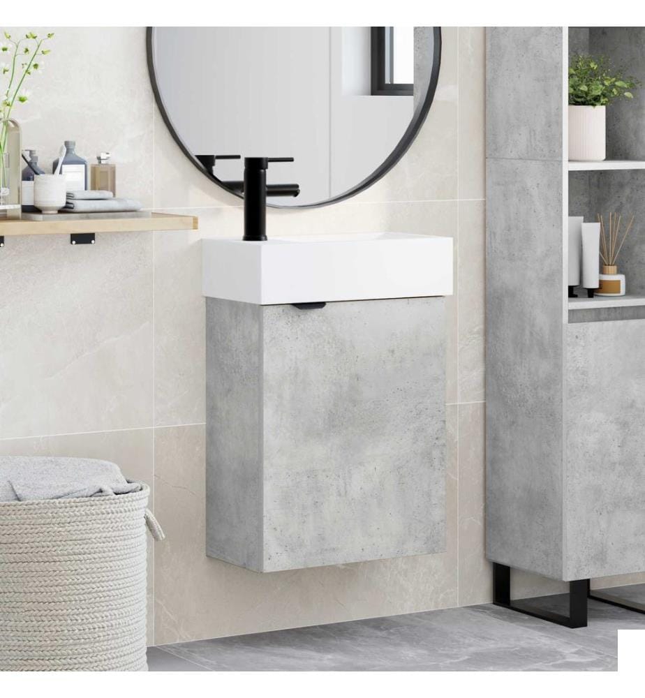 Meuble de salle de bain avec robinet Gris béton