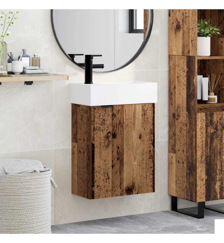 Meuble de salle de bain avec robinet Bois ancien