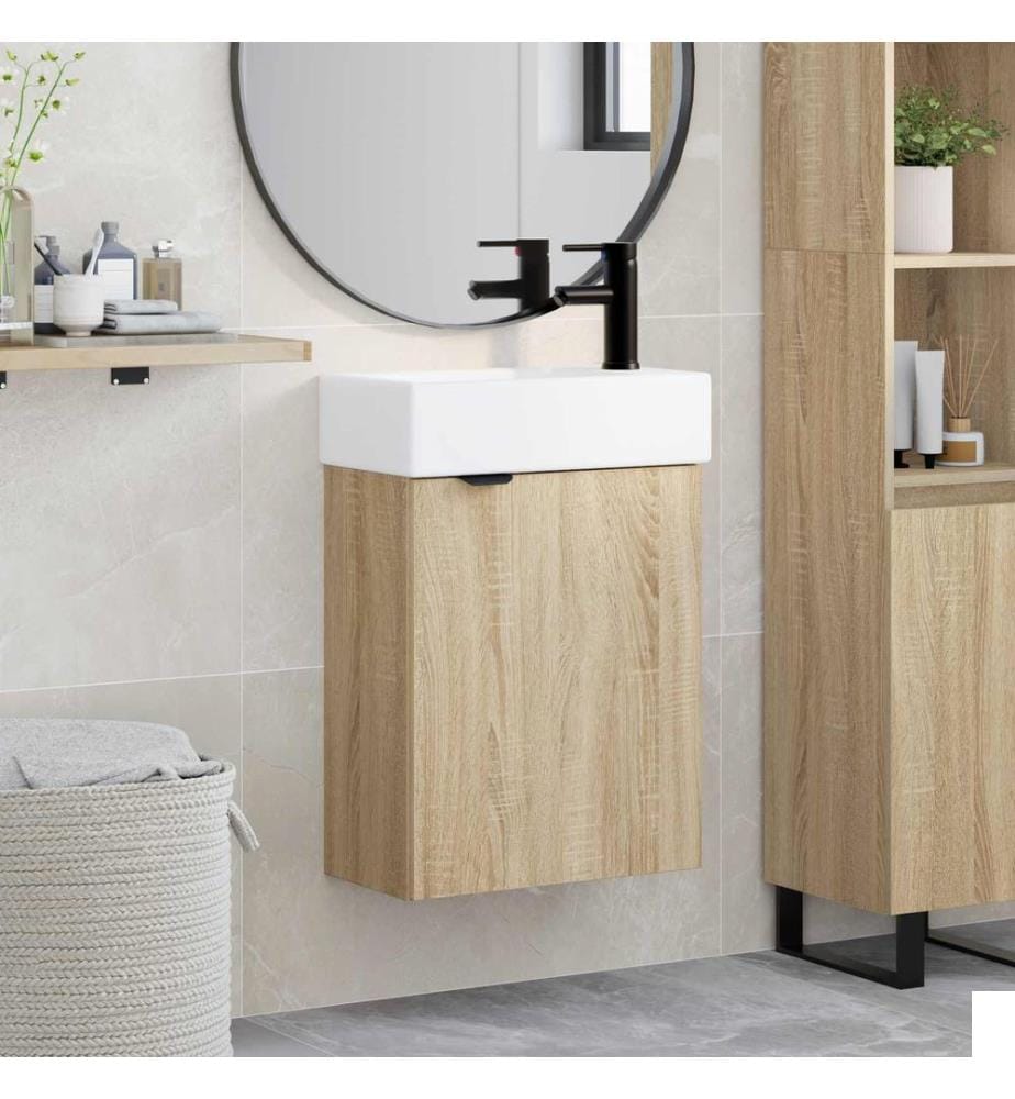 Meuble de salle de bain avec robinet Chêne Sonoma