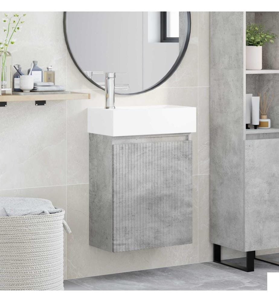 Meuble de salle de bain avec robinet Gris béton