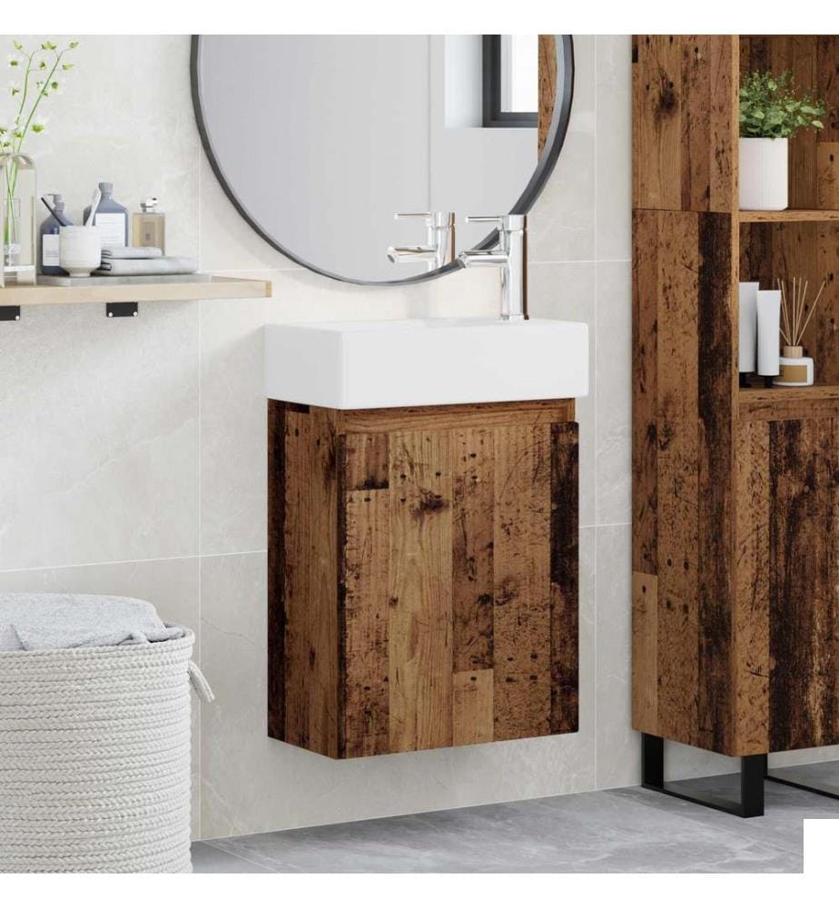 Meuble de salle de bain avec robinet Bois ancien