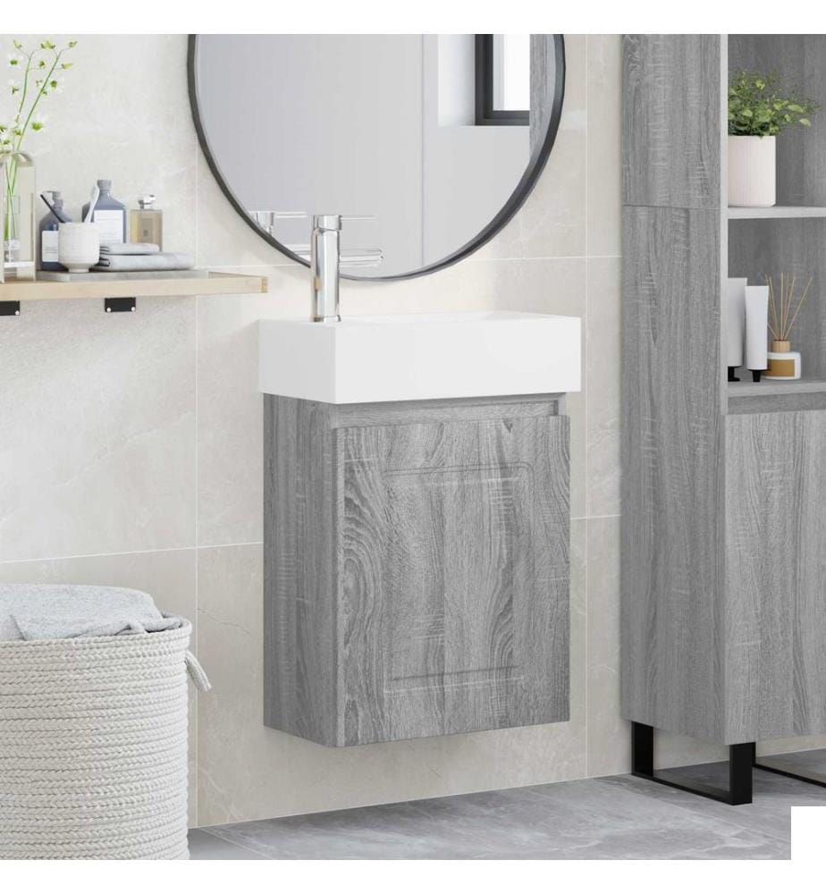 Meuble de salle de bain avec robinet Sonoma gris