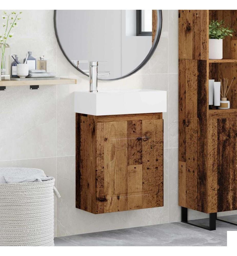 Meuble de salle de bain avec robinet Bois ancien