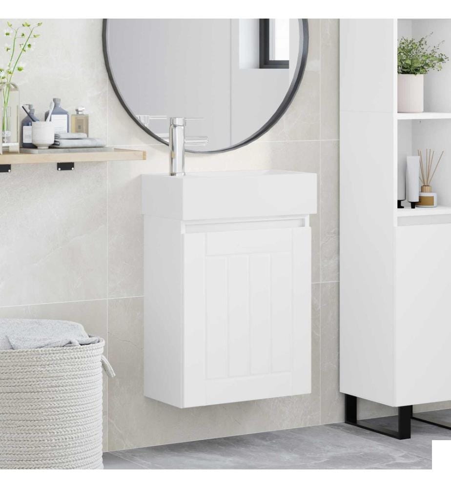 Meuble de salle de bain avec robinet Blanc 45,5 x 25,5 x 84 cm