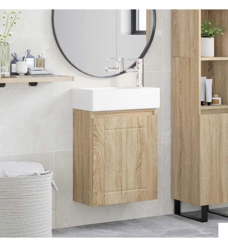 Meuble de salle de bain avec robinet Chêne Sonoma