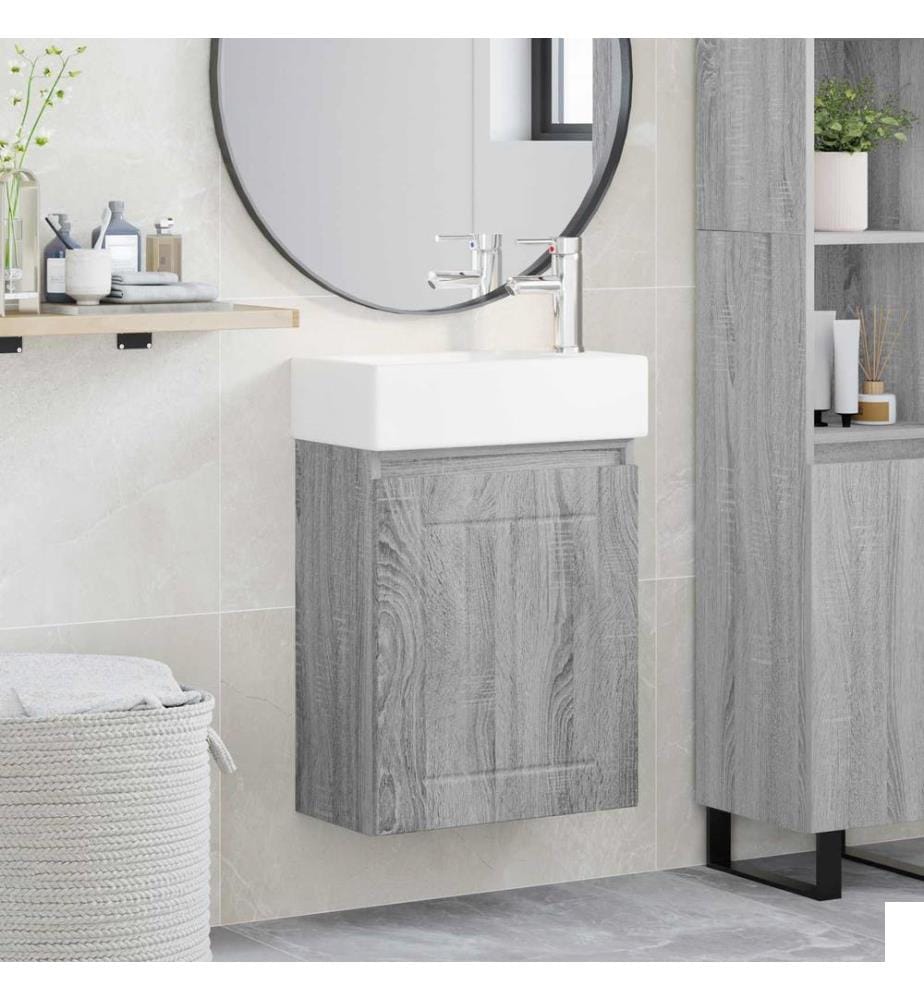 Meuble de salle de bain avec robinet Sonoma gris