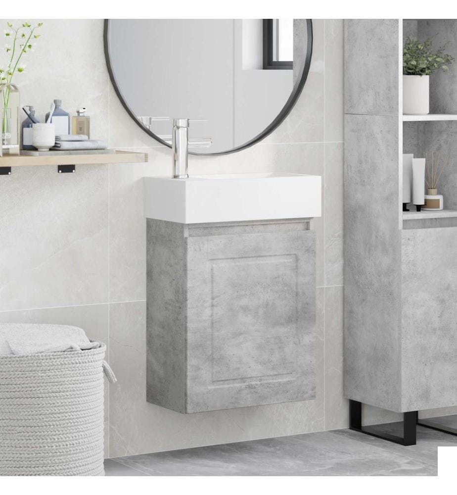 Meuble de salle de bain avec robinet Gris béton