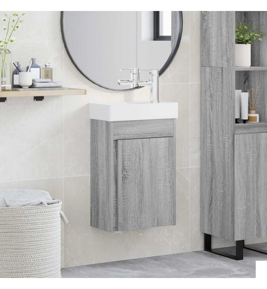 Meuble de salle de bain avec robinet Sonoma gris