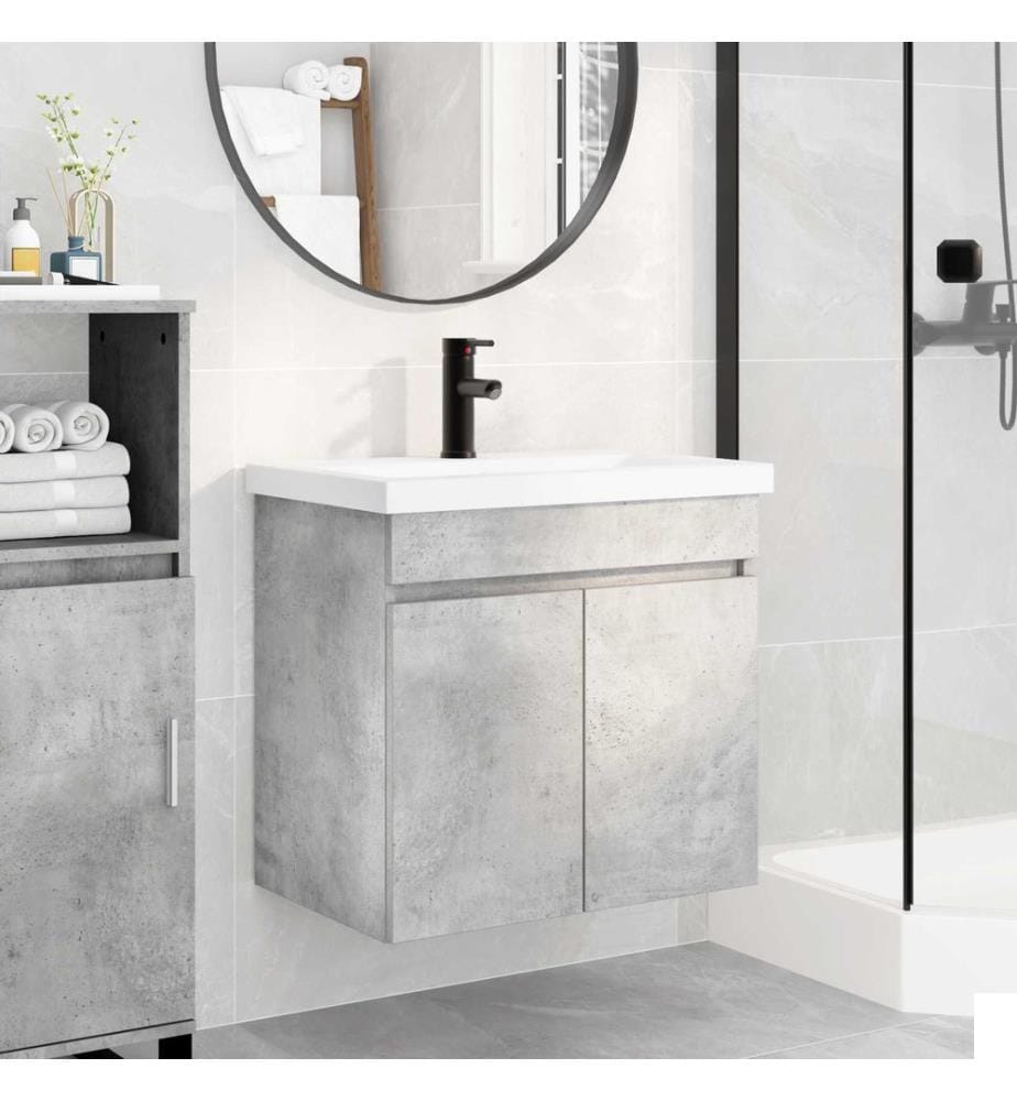 Meuble de salle de bain avec robinet Gris béton