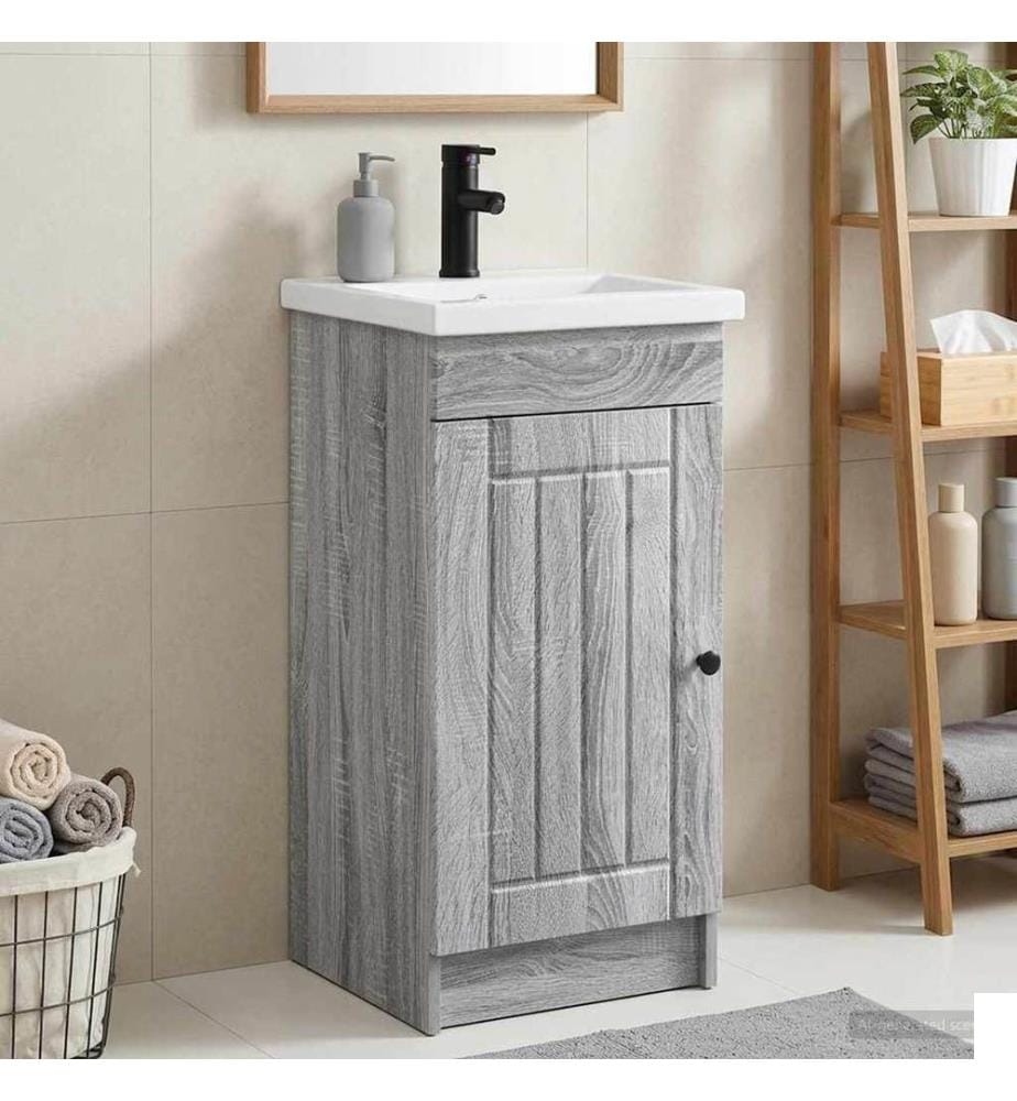 Meuble de salle de bain avec évier Sonoma gris