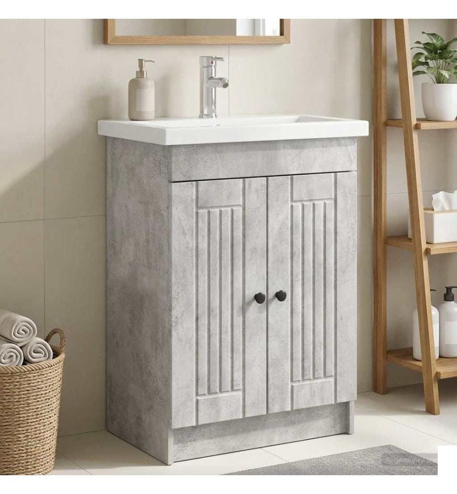 Armoire sous évier de salle de bain Gris béton