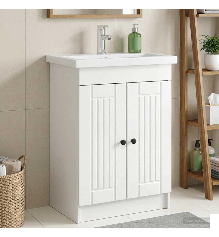 Armoire sous évier de salle de bain Blanc brillant