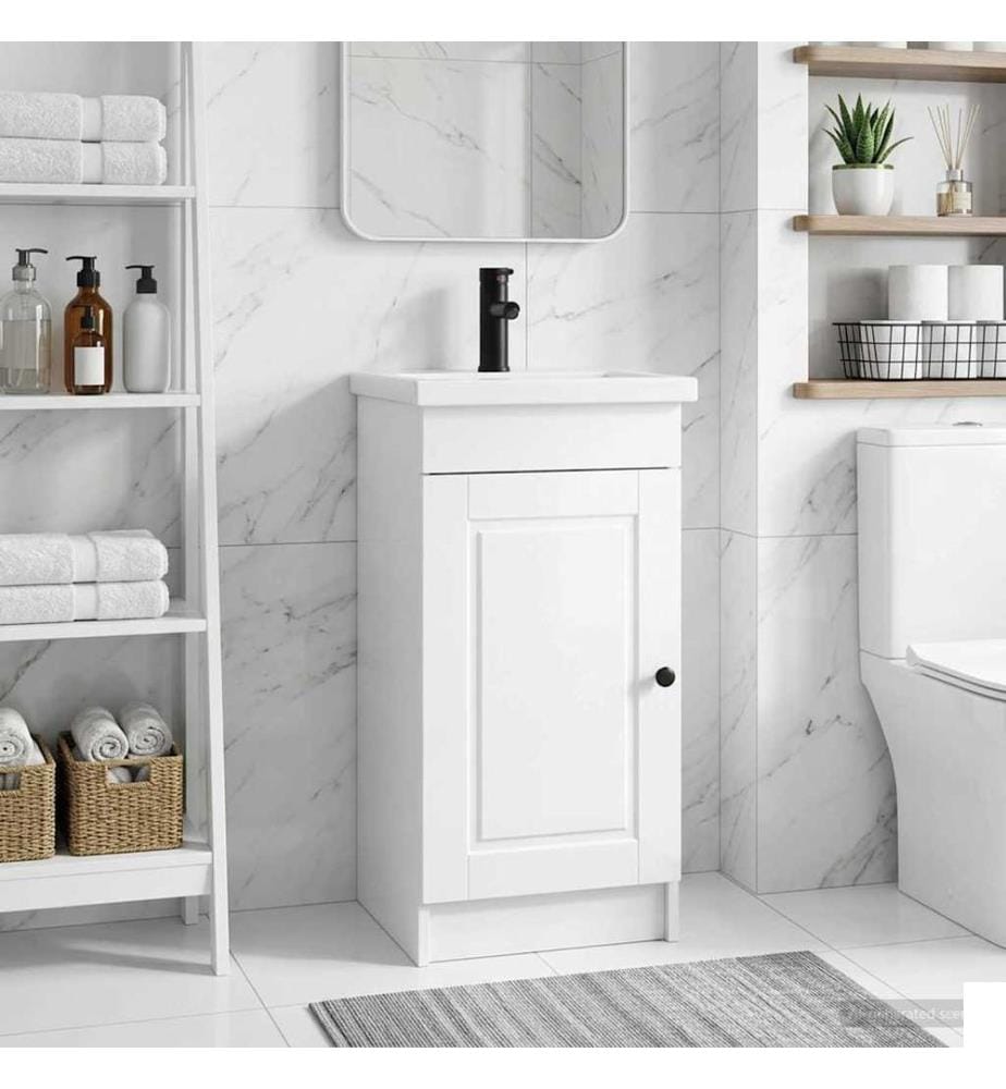 Meuble de salle de bain avec évier Blanc brillant