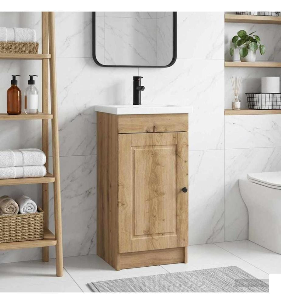 Meuble de salle de bain avec évier Chêne artisanal