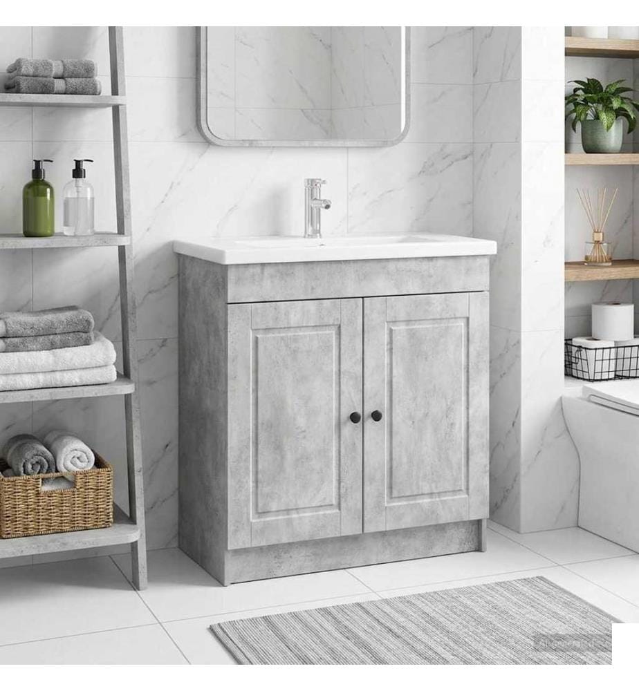 Armoire sous évier de salle de bain Gris béton